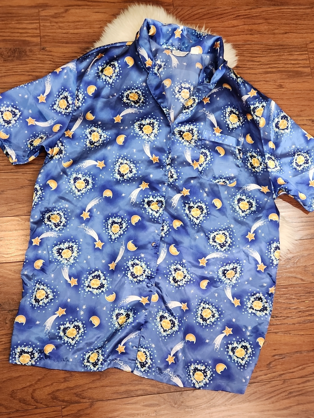 Celestial Vintage 90's Kathryn Satin Button Front Sleep Shirt